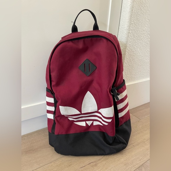 Adidas Backpack Trefoil Burgundy, Red -Excellent Condition